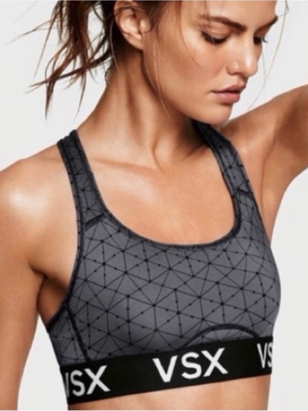 Victoria's Secret‎ Sport VSX racerback Sports Bra GRAY/Black Size Medium